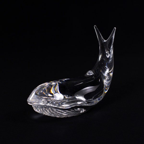 Figurin, glas, val, längd 24 cm