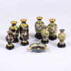 Vaser, fat, 9 st, cloisonné, Kina