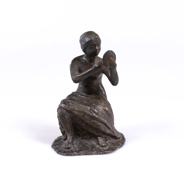 Konrad Kurz, skulptur, brons, "Flicka med spegel", signerad, numrerad, höjd 26 cm_31424a_8dc501ee9c9d318_lg.jpeg