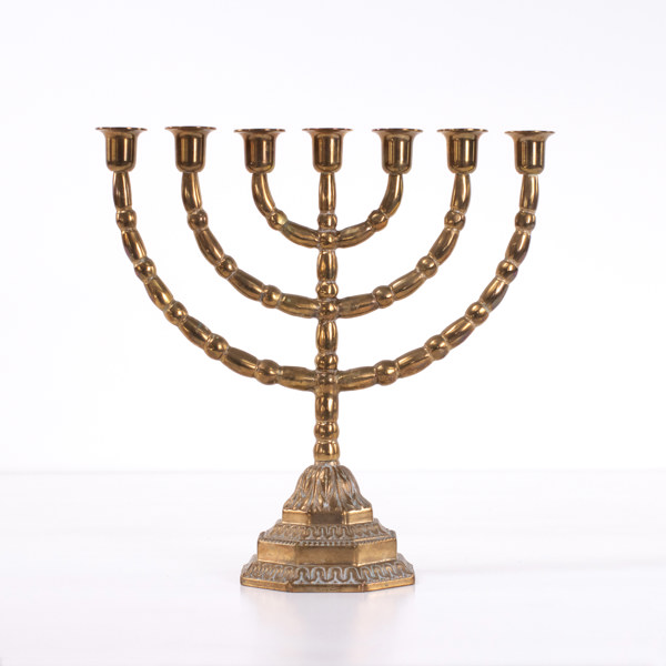 Ljusstake, Menorah, malm, höjd 35 cm