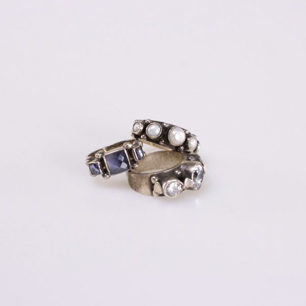 Ringar, 3 st, sterlingsilver, Kumkum