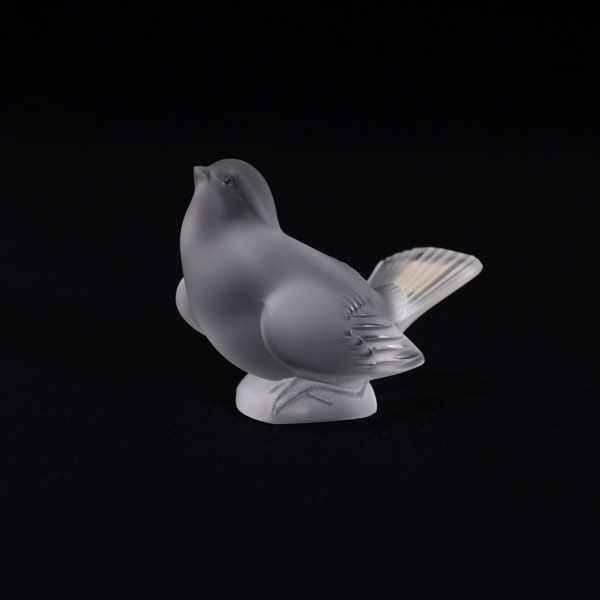 Figurin, fågel, glas, Lalique, höjd 9 cm