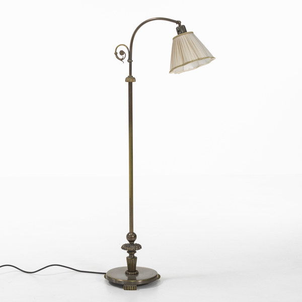 Golvlampa, art deco, mässing, 30-tal, AJH, höjd 120-170 cm