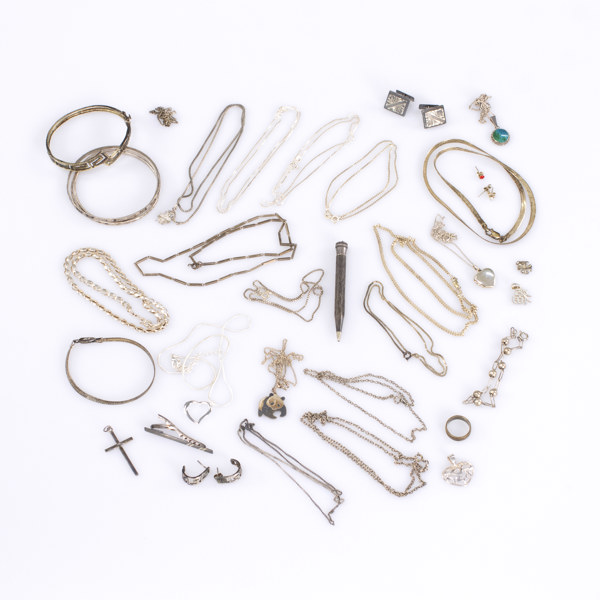 Smycken, silver, ett parti