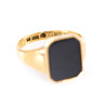 Klackring, 18k guld, med svart sten, storlek 18,5
