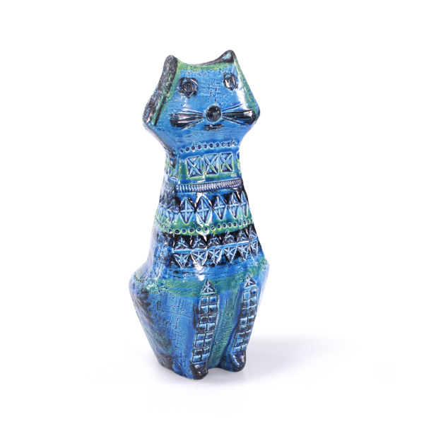 Aldo Londi, figurin, katt, Rimini Blu, Bitossi, höjd 31 cm
