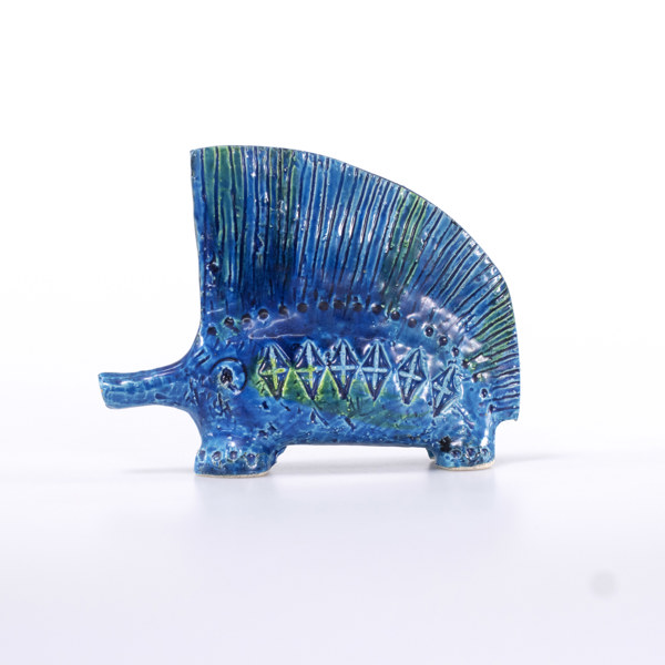 Aldo Londi, figurin, piggsvin, Rimini Blu, Bitossi, höjd 13 cm