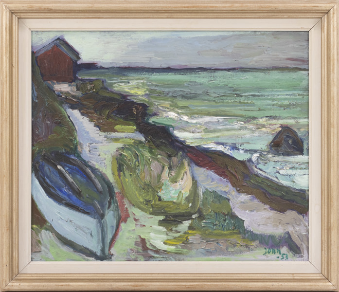 Gunnar Jonn, olja på pannå, signerad, 65x56 cm