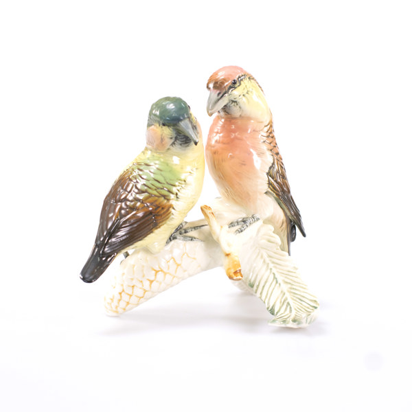 Karl Ens, figurin, fågelpar, höjd 15 cm