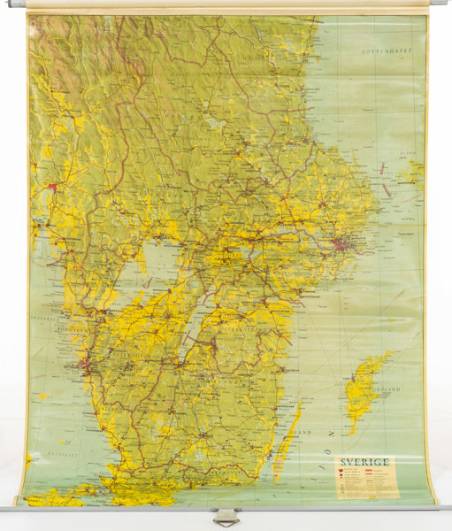 Skolkarta, Sverige, 60-tal, 135x180 cm