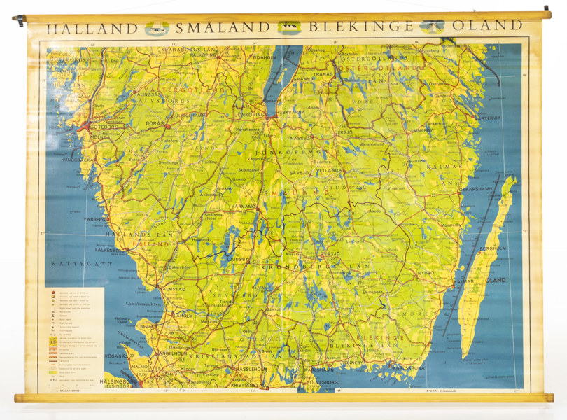 Skolkarta, Sverige, 60-tal, 135x180 cm