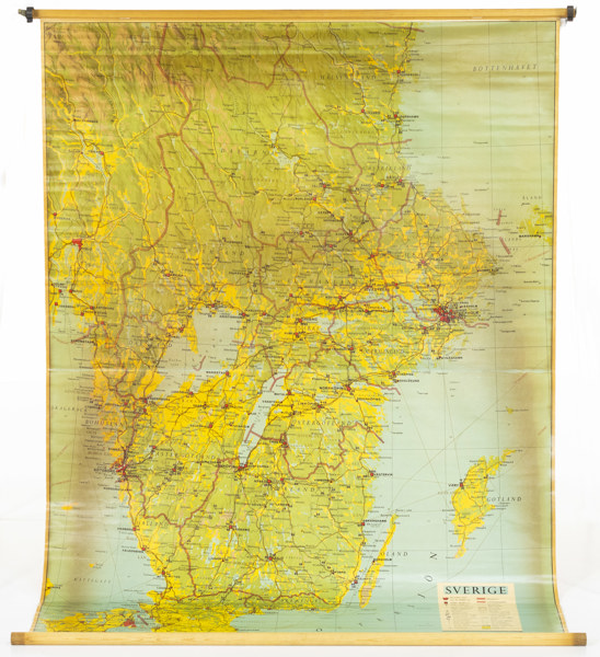 Skolkarta, Sverige, 60-tal, 137x190 cm