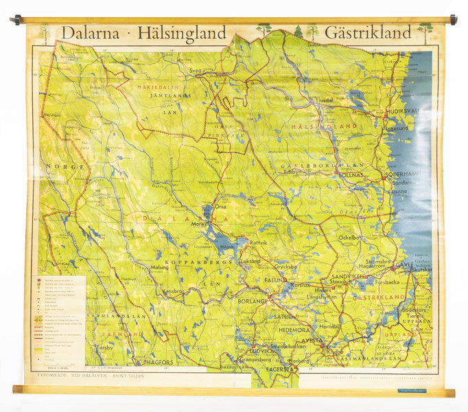 Skolkarta, Sverige, 60-tal, 156x137 cm