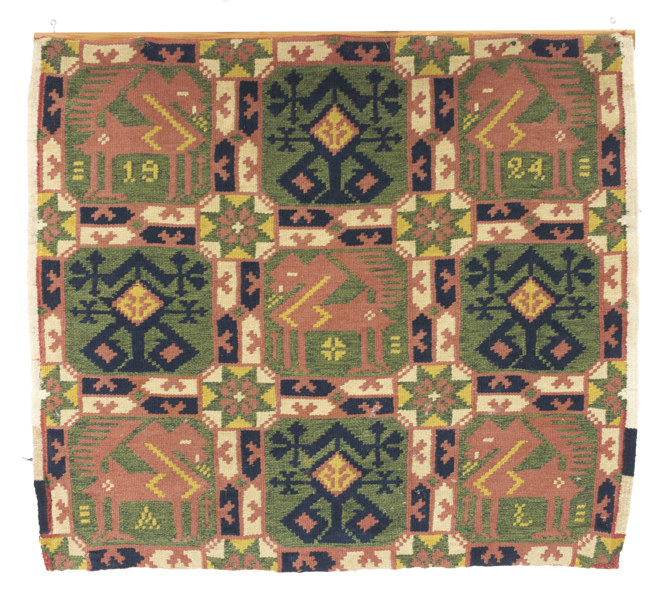 Vävnad, allmoge, Skåne, tidigt 1900-tal, 71x63 cm