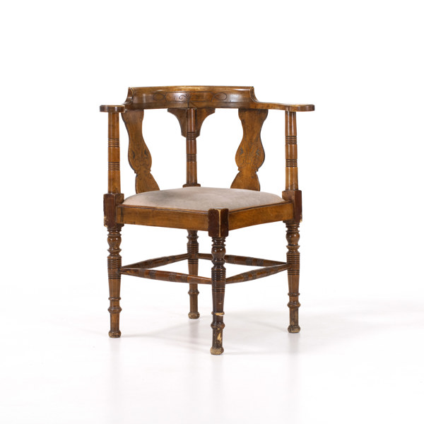 Puderstol, trä/textil, 1800-tal