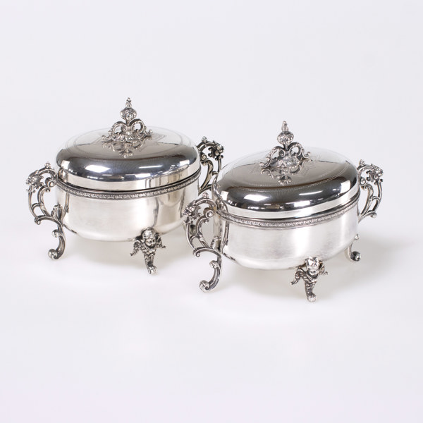 Sockerskrin, ett par, silver, Polen, vikt 1250 gram