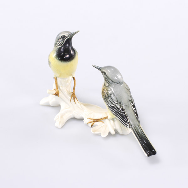 Figurin, fågelpar, Karl Ens, Tyskland, höjd 14 cm