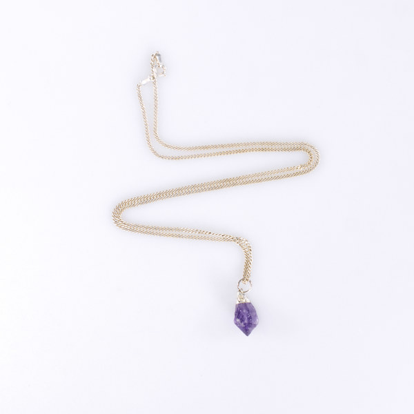 Halsband, silver, hänge med ametist