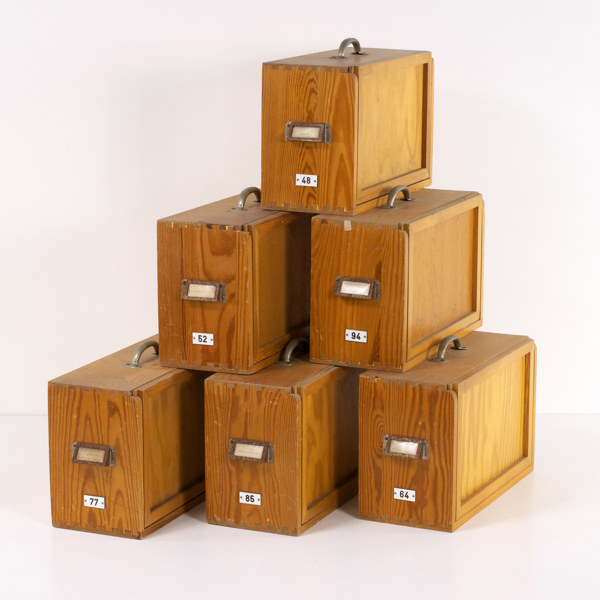 Boklådor, 6 st, furu