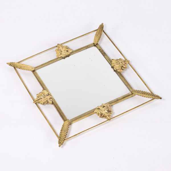 Spegel, med bladdekor, 38x38 cm