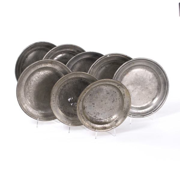 Tenntallrikar, 8 st, 1800-tal