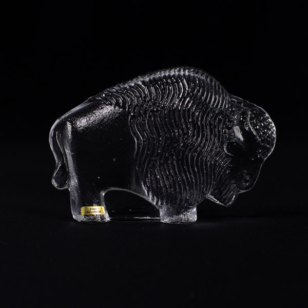 Lisa Larson, figurin, "Visent", glas, höjd 11,5 cm