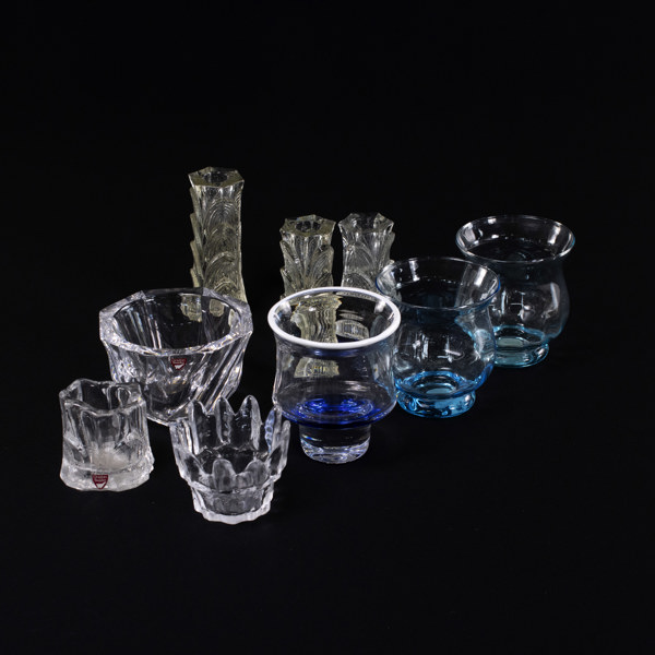 Ljuslyktor, ljusstakar, glas, 9 st, bl a Erik Höglund