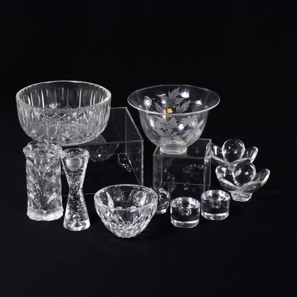 Diverse glas, 10 delar, skålar, ljusstakar, m.m., bl. a. Iittala