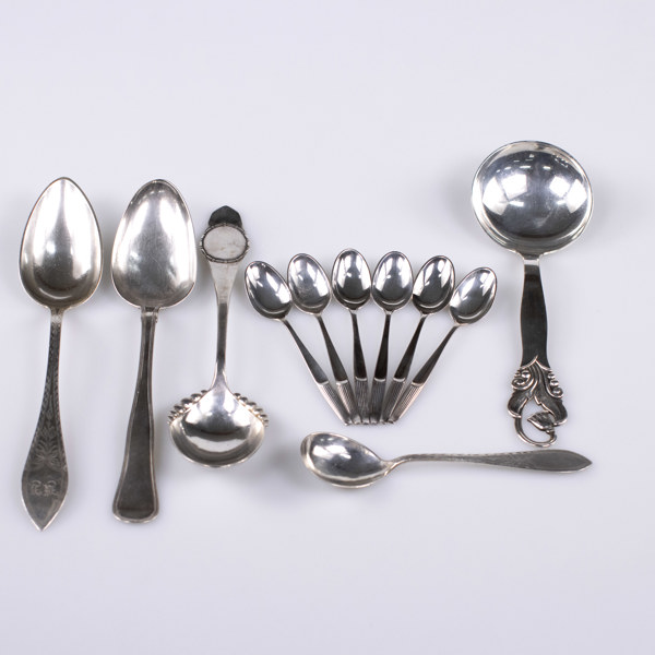 Bestick, silver, ett parti, bl a 1800-tal