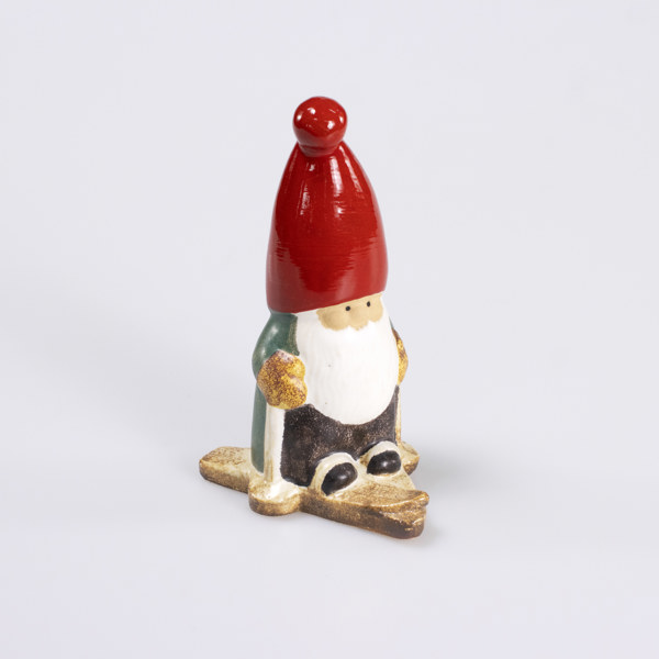 Lisa Larson, figurin, "Tomte på skidor", K-Studion, signerad, höjd 15,5 cm