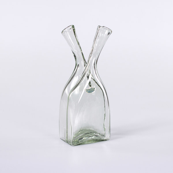 Ture Berglund, flaska, s.k. dubbelkaraff, Stockholms Glasbruk, höjd 23 cm