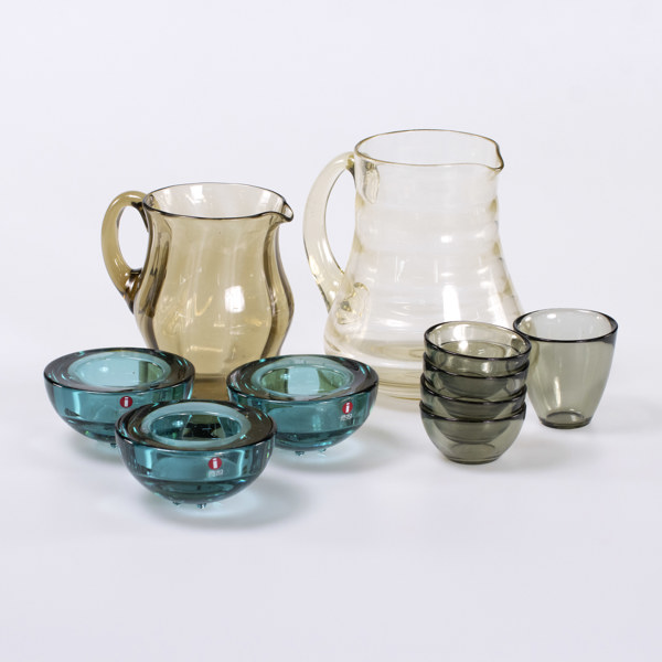 Diverse glas, 10 delar, kannor, ljuslyktor, m.m., bl a Iittala, Orrefors