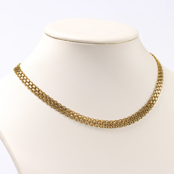 Halsband, x-länk, 18k guld, längd 43,5 cm, vikt 24,2 gram