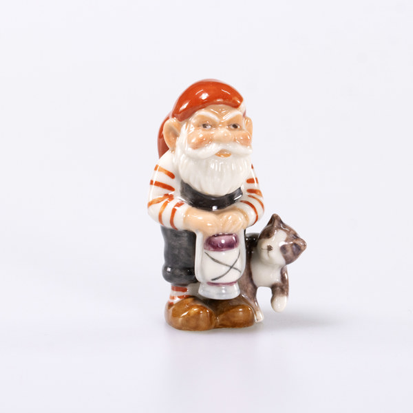 Figurin, tomte med lykta, 760, Royal Copenhagen, höjd 6,5 cm