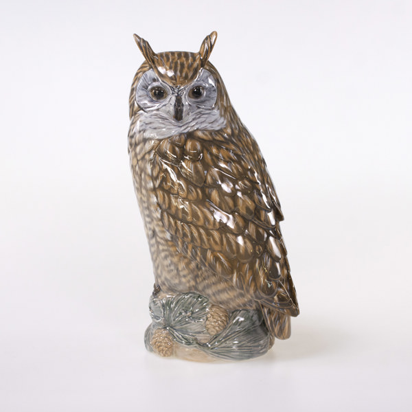 Peter Herold, figurin, uggla, nr 1331, Royal Copenhagen, höjd 35,5 cm