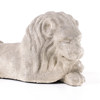 Trädgårdsskulptur, stenmassa, liggande lejon, längd 75 cm