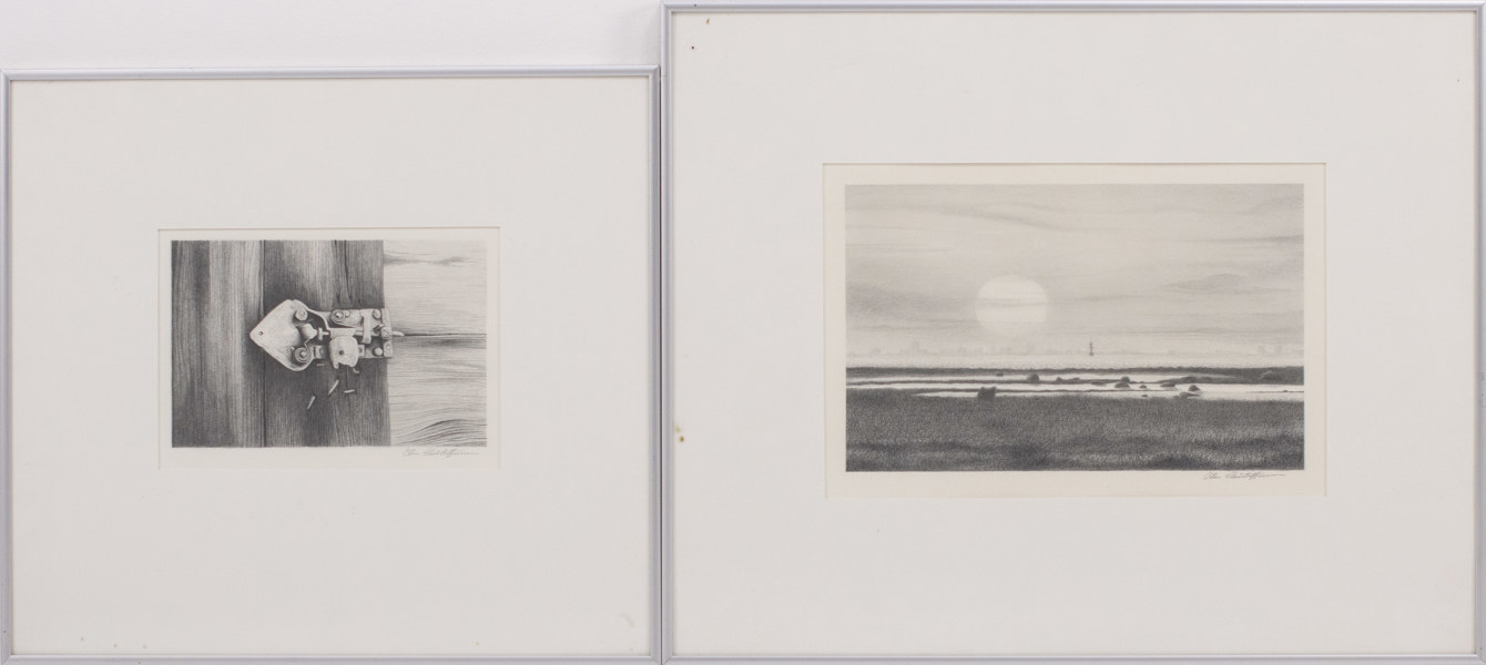 Östen Christoffersson, teckningar, 2 st, signerade, 52,5x42,5 cm