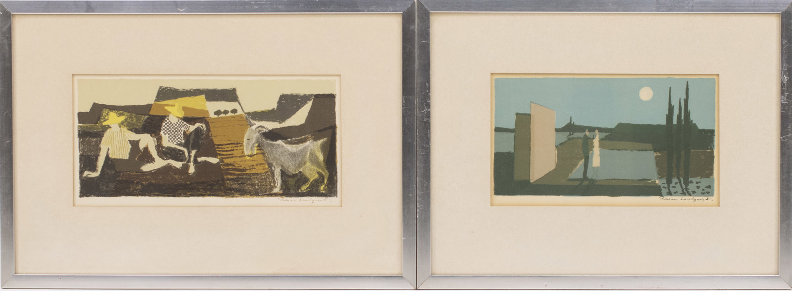 Fabian Lundqvist, litografier, 2 st, signerad, 45x31 cm