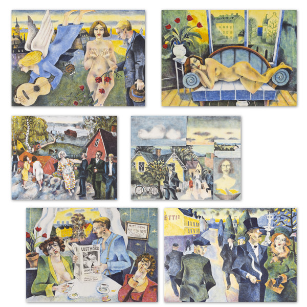 Jussi Taipaleenmäki, litografier, 6 st, signerade, 57x46 cm