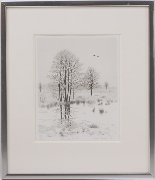 Carin Backmark, litografi, 133/160, signerad, 35x41 cm