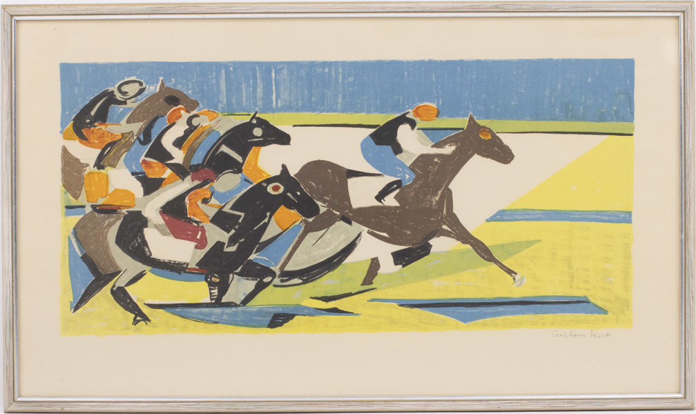 Torsten Hult, litografi, signerad, 67x39 cm