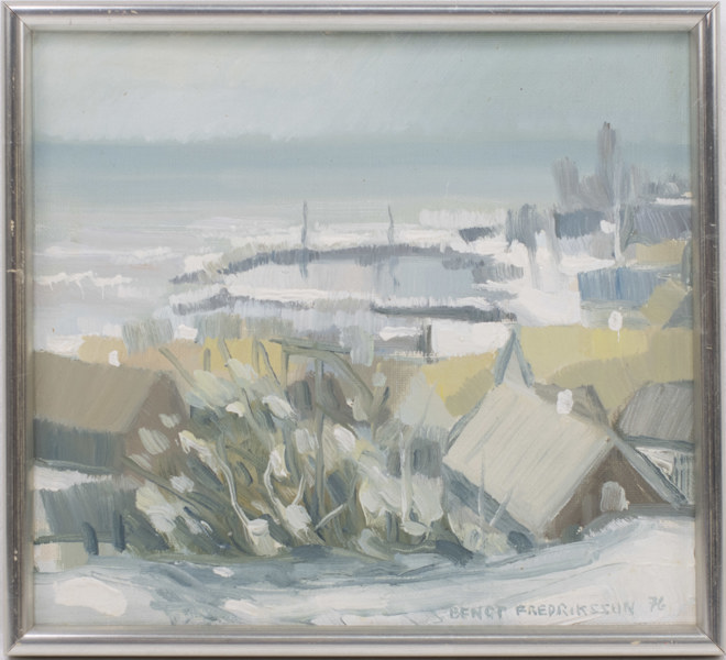 Bengt Fredriksson, olja på pannå, signerad, 24x22 cm