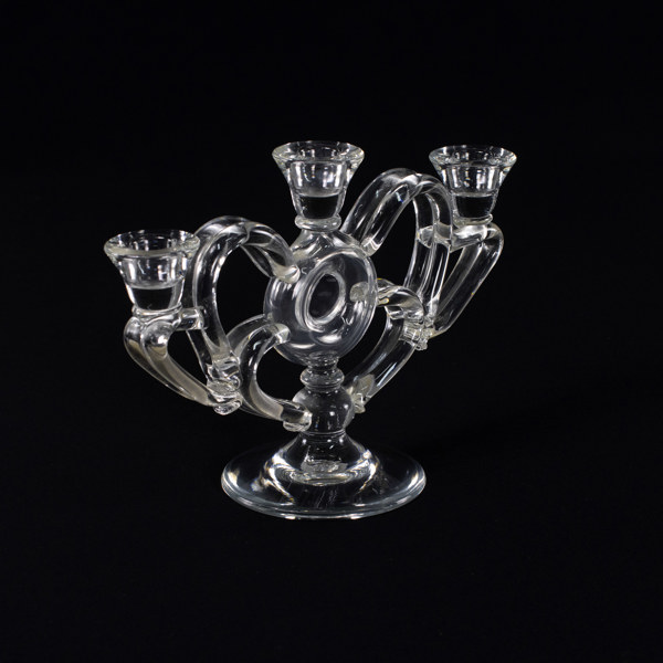 Edward Hald, kandelaber, Orrefors, höjd 19 cm