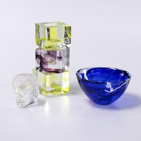 Glasföremål, 5 delar, bl a Anna Ehrner, Kosta Boda