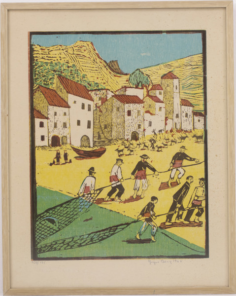 Yngve Berg, träsnitt, 425/475, signerad, 46x59 cm