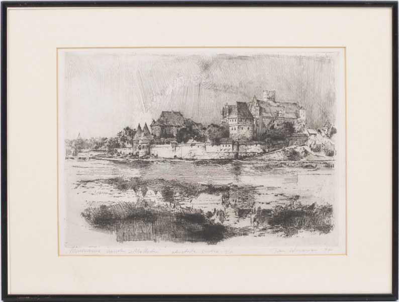 Oidentifierad konstnär, etsning, signerad, 40 x 30 cm