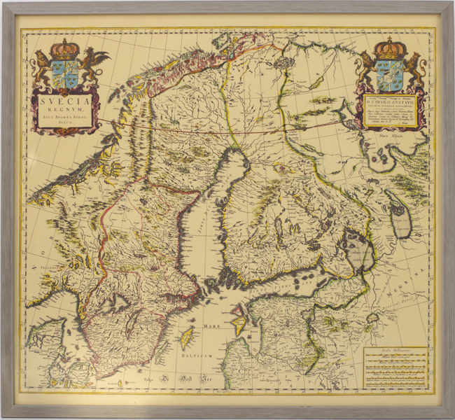 Äldre karta, "Svecia Regnum", 50x46 cm