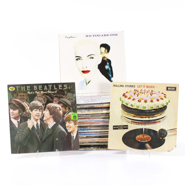 Vinylskivor, rock, ett parti, bl a Rolling Stones, Beatles