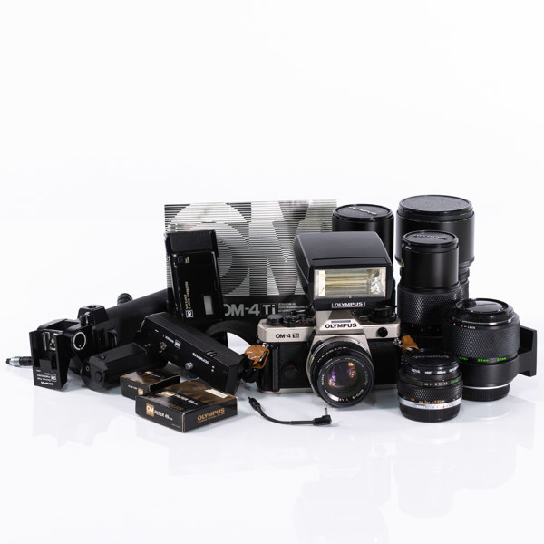 Systemkamera, Olympus, OM-4 Ti, 5 objektiv, tillbehör