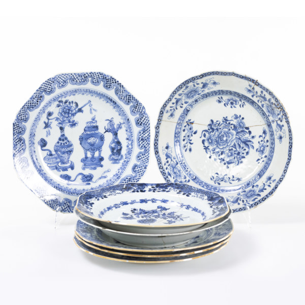 Tallrikar, 7 st, Kina, 17/1800-tal, Ø 24 cm